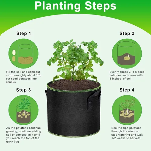 Miniatura 3 de MEKOLIFE Bolsas de cultivo de 5 galones, paquete de 3 unidades, bolsas de tela no tejida gruesa con asas para plantar verduras, flores, papas