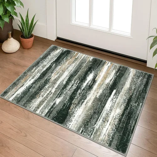 Miniatura 19 de Alfombra de pasillo moderna Lansny 2 x 6 pulgadas, alfombra de cocina lavable verde mostaza multicolor, alfombra antideslizante suave para pasillo
