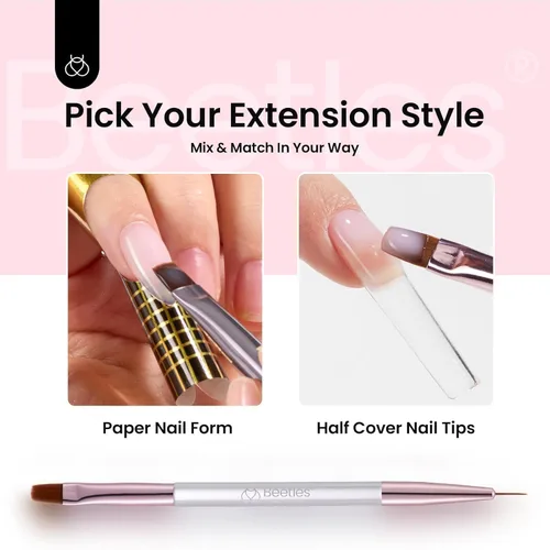 Miniatura 3 de Beetles - Kit de gel duro para uñas, 3 colores 9 en 1, extensión de uñas de gel esculpido con purpurina color nude transparente de alta dureza
