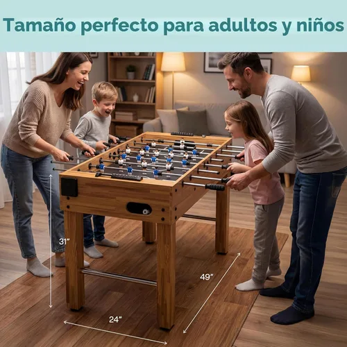 Miniatura 2 de SereneLife Mesa de futbolín de 48 pulgadas de tamaño competitivo, juego de fútbol arcade de altura ajustable para el hogar, sala de juegos, cueva