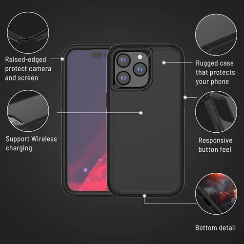 Miniatura 4 de X-belmox Funda protectora para iPhone 15 Plus, 3 capas, resistente a prueba de golpes, protección contra caídas, grado MiIitary para iPhone 14 Plus