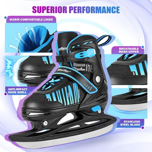Miniatura 4 de Patines de hielo ajustables para niños y niñas, patines de hockey sobre hielo para principiantes de 4 a 12 años, zapatos de patinaje sobre hielo