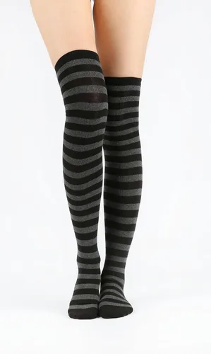 Miniatura 6 de Calcetines largos por encima de la rodilla, con rayas, para mujer.