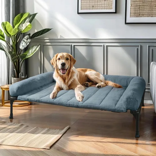 Miniatura 8 de Veehoo Cama elevada ortopédica para perros con cojín de felpa esponjosa, camas elevadas para perros grandes, sofá suave para mascotas