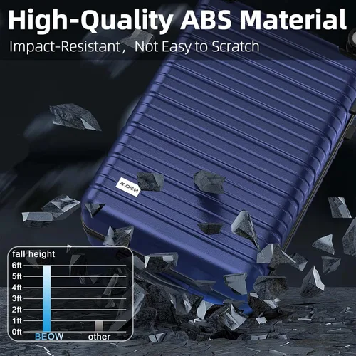Miniatura 5 de BEOW Equipaje Sets Expandible Maletas Ligeras con Ruedas PC+ABS Durable Viaje Equipaje TSA Lock, Azul profundo