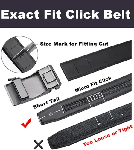 Miniatura 6 de Oyifan Cinturón negro para hombre, cinturones de cuero para hombre Slide Ratchet Belt con caja de regalo