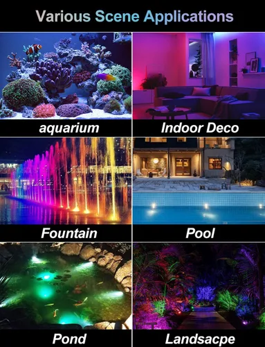 Miniatura 2 de Luces submarinas RGB para estanque, superbrillantes, 18 luces LED sumergibles, control por aplicación Bluetooth, IP68, focos impermeables que