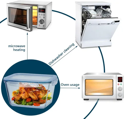 Miniatura 6 de Paquete de 2 recipientes de almacenamiento de vidrio grandes de 87.9 fl oz/88 onzas con tapas, juego de recipientes de alimentos para preparación