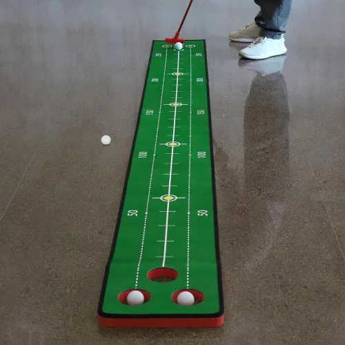 Miniatura 6 de Juego de putting de golf, juego de putting verde para interiores, tapete de golf desmontable, incluye 1 putter, 6 pelotas de golf, 3 tazas de golf