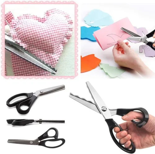 Miniatura 6 de Tijeras profesionales de costura para costura, tijeras profesionales de acero inoxidable con agarre cómodo, cuchillas dentadas y festoneadas
