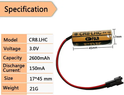 Miniatura 2 de Paquete de 2 baterías CR8-LHC de repuesto de litio de 3 V 2600 mAh para TH559EDV410R (no recargable)