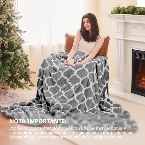 Miniatura 6 de Homemate - Manta eléctrica térmica de franela suave - 50"x60" con 10 niveles de calor rápido, 8 horas de apagado automático, protección contra