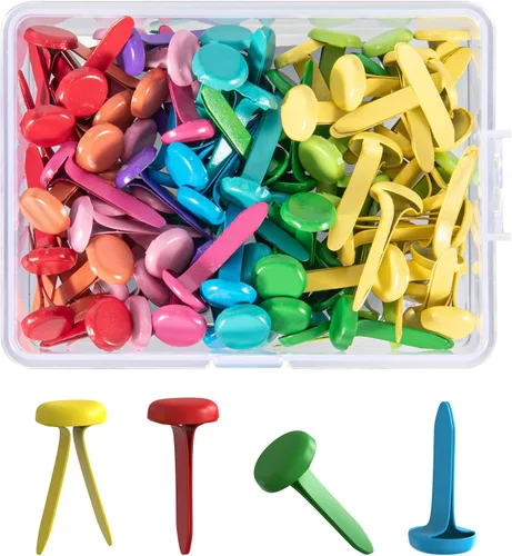 Miniatura 8 de 100 piezas de mini clavos, sujetadores de latón de 0.78 x 0.315 pulgadas, pequeño metal para manualidades de papel y álbumes de recortes, tarjetas