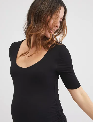 Miniatura 2 de Motherhood Maternity Vestido de camiseta de maternidad con manga codada lateral para mujer