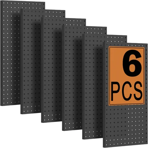 Miniatura 10 de PBHEPJ 4 paneles de metal para tablero de clavijas, tableros de clavijas resistentes para almacenamiento de herramientas de garaje y jardín, incluye
