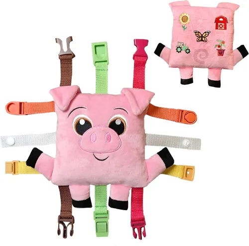 Buckle Toys - Boink Pig - Juguete de actividad de aprendizaje - Desarrolla habilidades motoras finas - Tamaño de viaje compacto - Juguetes Cerdo