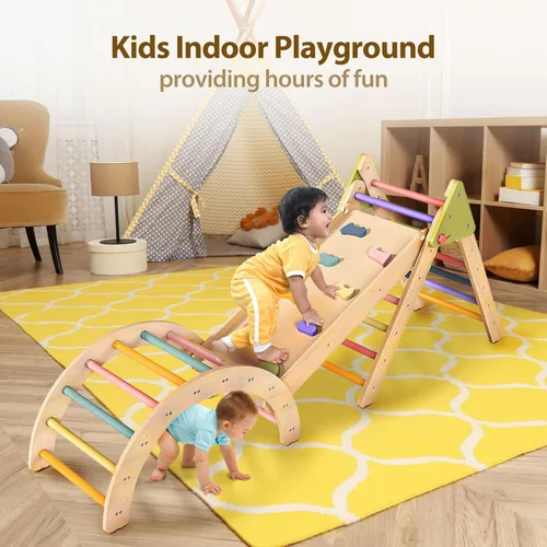 Miniatura 2 de LOL-FUN Pikler - Juego de triángulos con tobogán para niños pequeños de 1 a 3 años, juguetes de escalada Montessori para niños de 1 año, juego