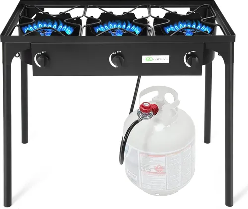 Goplus - Hornillo portátil de gas propano para exteriores, quemador de hierro fundido con patas desmontables para camping