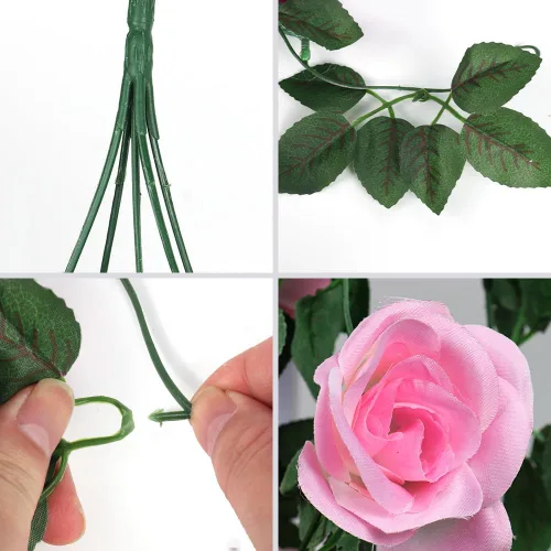 Miniatura 3 de RECUTMS Flores Colgantes Artificiales de Rosa 2 Piezas 1 Metro para Exteriores con 30 Luces de Hadas LED en Forma de Cadena Falsa para Exteriores