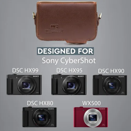 Miniatura 5 de MegaGear MG1144 - Funda de piel para cámara con correa compatible con Sony Cyber-shot DSC-HX95, DSC-HX99, DSC-HX80, DSC-HX90V, DSC-WX500, color Dark