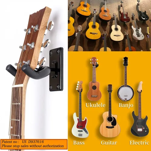 Miniatura 2 de Soporte de pared para guitarra, gancho de soporte de metal negro para guitarras