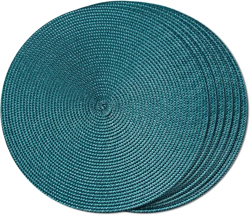 Miniatura 24 de FunWheat Juego de 4 manteles individuales redondos trenzados para mesas de comedor, tejidos, lavables, antideslizantes, pequeños de 13 pulgadas
