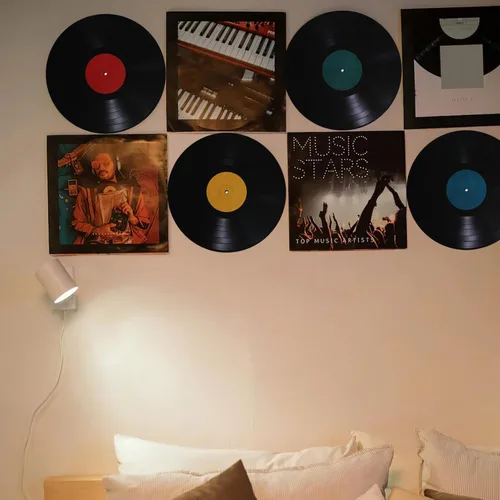 8 discos de vinilo decorativos para pared, calcomanías de PVC vintage, letreros de pared, manualidades, barra de arte para decoración de fiesta de
