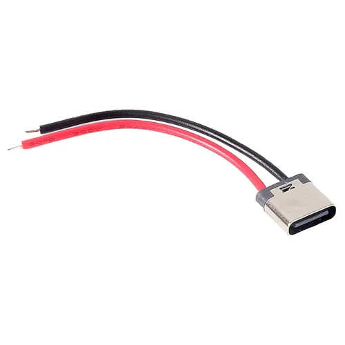 Miniatura 5 de 8pcs Bare Board Type-C Female Chassis Waterproof 2P Solder Wire Type USB C Pigtail Cable Extension Power Cable USB-C Plug to 2 Pin Bare Wire Open