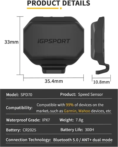 Miniatura 2 de iGPSPORT Speed or Cadence Sensor, Bluetooth ANT+ Wireless Waterproof Cycling Sensor, Compatible with Bike Computer Stationary Bike Conjunto