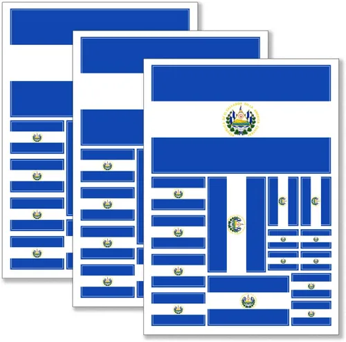 QQSD Calcomanía de bandera de El Salvador en varios tamaños, paquete de 3, 11.7 x 8.3 pulgadas
