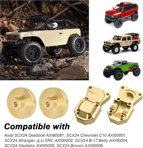 Miniatura 2 de Hobbypark Pesas de rueda de latón, adaptador hexagonal de latón, cubierta frontal trasera resistente para todas las actualizaciones axiales SCX24