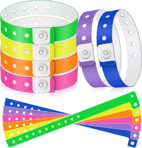 Miniatura 7 de Jetec 48 pulseras de PVC de plástico multicolor a granel para eventos, muñequeras de vinilo impermeables para fiestas en la piscina, eventos, banda