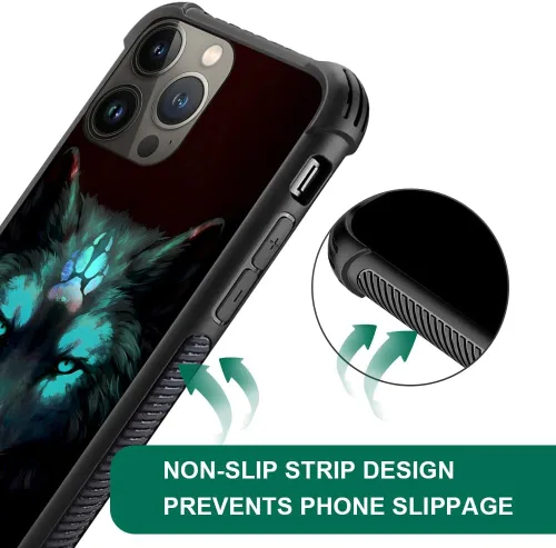 Miniatura 5 de CARLOCA Funda compatible con iPhone 13 Pro, diseño gráfico de identidad negra espiritual lobo, a prueba de golpes, antiarañazos, para iPhone 13 Pro
