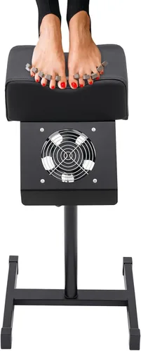 Reposapiés de pedicura, taburete de pedicura con ventilador de limpieza de polvo, reposapiés ajustable, sillas de masaje para el cuidado de los Negro