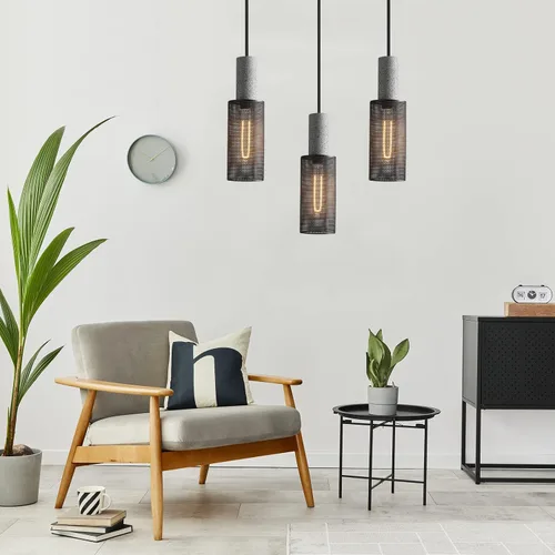 Miniatura 3 de Paquete de 1 lámpara colgante moderna con hormigón y pantalla de metal negro de 4 pulgadas, lámpara colgante industrial, iluminación de techo, isla