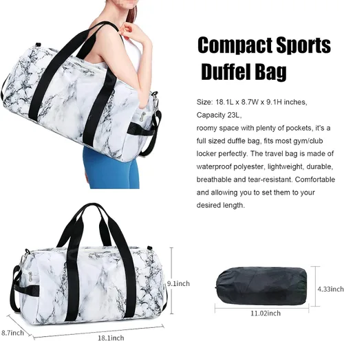 Miniatura 3 de Mochila deportiva de lona para viaje o gimnasio, para hombre y mujer, con compartimento para zapatos y bolsillo para cosas húmedas