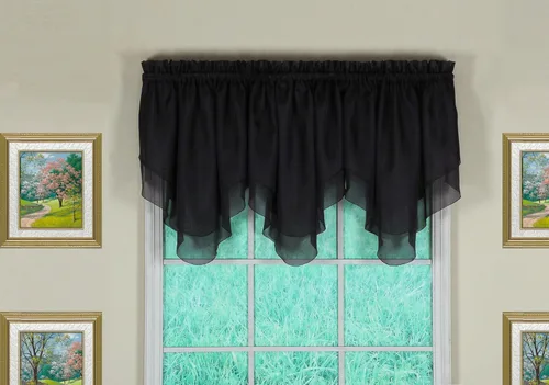 Today's Curtain - Cortina Emelia de gasa original, estilo Ascot, 25 pulgadas, negro, 40 pulgadas de ancho x 25 pulgadas de largo