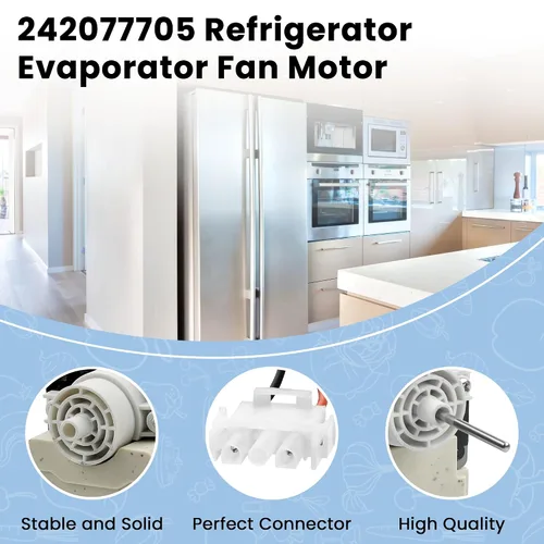 Miniatura 3 de AMI PARTS 242077702 242077705 Motor de ventilador evaporador Compatible con Frigi.daire Ken.More CROS.Ley Reemplaza FDQC18EL4F 242077701 5304514392