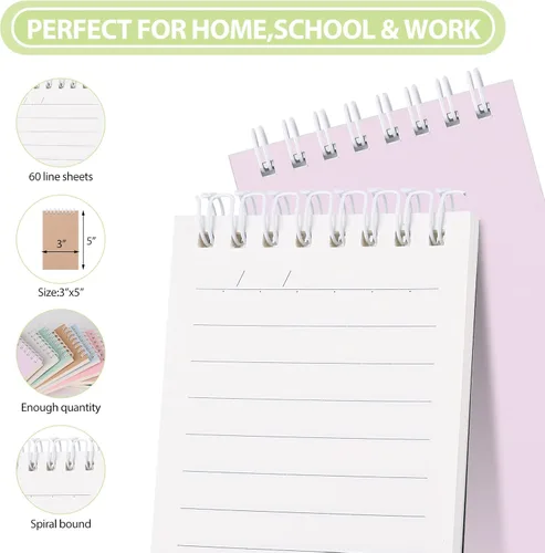 Miniatura 6 de Ddaowanx Cuadernos pequeños, bloc de notas en espiral de bolsillo de 3 x 5 pulgadas con páginas a rayas, el pequeño cuaderno perfecto para Lindos