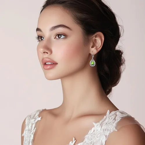 Miniatura 276 de Aretes colgantes de plata de ley con diseño de árbol de la vida, flor, abeja, animales, gato, colibrí, piedra lunar, turquesa, aretes con cierre