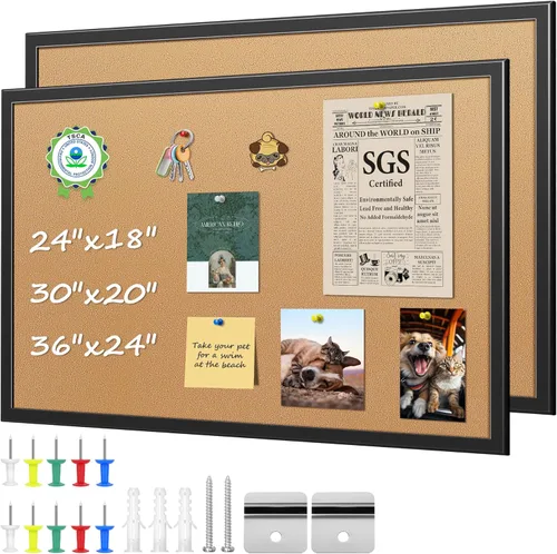 Miniatura 12 de ORIENTOOLS Tablero de visión de 30 x 40 pulgadas, tablero de anuncios de corcho blanco, tablero de corcho decorativo con marco blanco, tablero