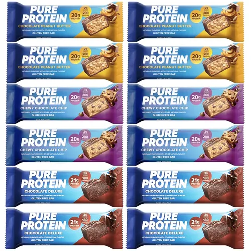 Barras de proteína pura, alta proteína, aperitivos nutritivos para apoyar la energía, bajo en azúcar, sin gluten, 4 piezas de mantequilla de maní de