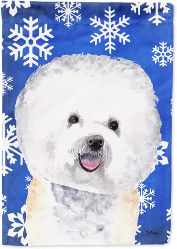 Miniatura 60 de Caroline's Treasures SC9374GF Bulldog English Snow flakes Holiday Garden Flag Buzón Bandera decorativa para patio exterior, patio, obras de arte