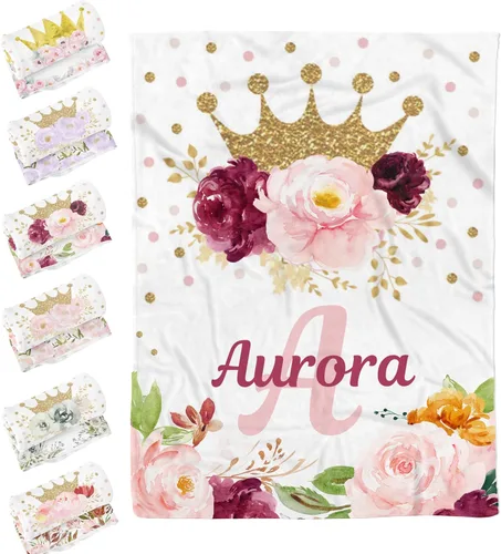 Miniatura 9 de Mantas de bebé personalizadas para niños y niñas, manta de bebé personalizada para niñas y niños, manta de bebé personalizada con corona de nombre