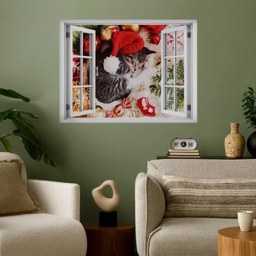 Miniatura 8 de wall26 Adhesivo de Pared Papá Noel Llevando Regalos Ventana Abierta Mural, No Se Despega y No Se Pega, Papel Tapiz No Tejido Decorativo