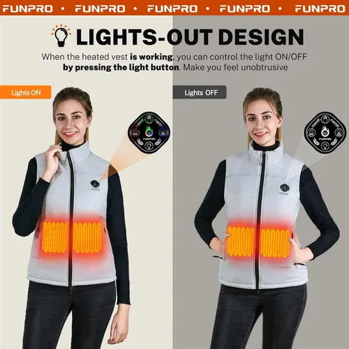 Miniatura 2 de FUNPRO Heated Vest for Women, Smart Heated Jacket, Lights-out Design, Battery Pack Not Included