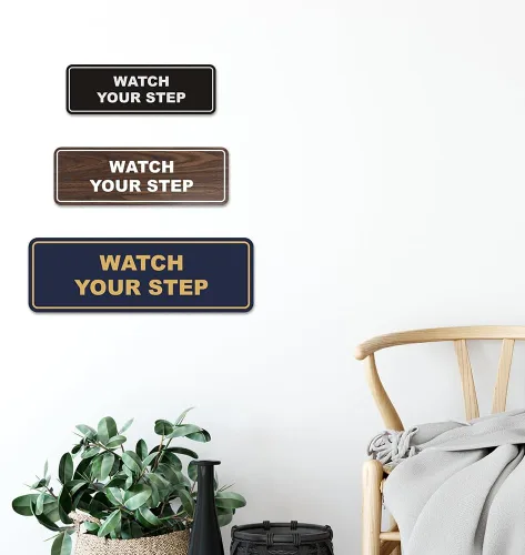 Miniatura 5 de Signs ByLITA Letrero estándar para pared o puerta con texto en inglés «Watch Your Step», señalización de salud y seguridad (negro), mediano