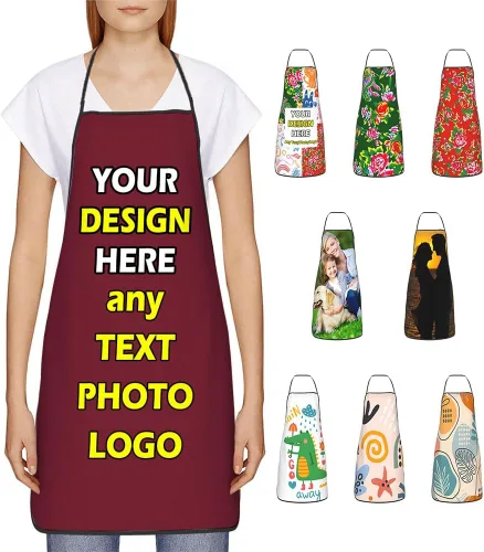 Miniatura 35 de Delantales impermeables personalizados para diseñar tu propia foto logotipo texto para cocinar hornear 28.3 x 20.4 pulgadas