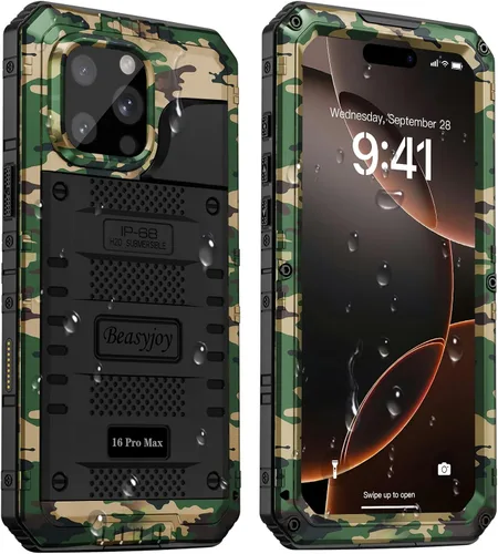 Miniatura 11 de Beasyjoy Funda impermeable para iPhone 12 Pro Max, cubierta protectora de cuerpo completo con protector de pantalla incorporado, resistente a Negro