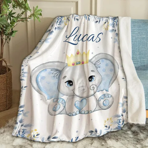 Miniatura 43 de Manta de bebé personalizada con nombre, manta personalizada con nombre de elefante, regalos para recién nacidos, mantas súper suaves para cama